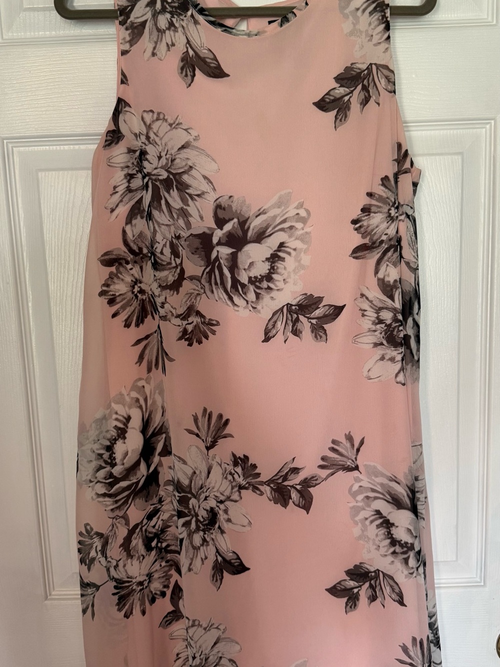 Sleeveless Pink Floral Dress with Pink & Gray Print
